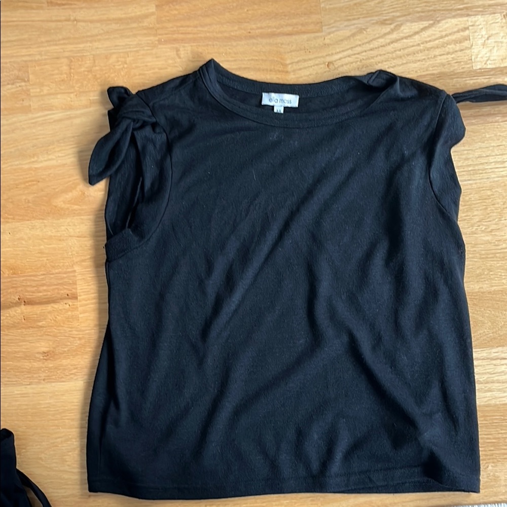 Ella Moss Black Tie Front T-Shirt